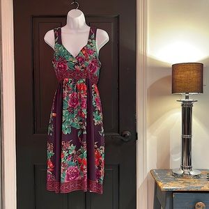 Anthropologie purple silk midi.